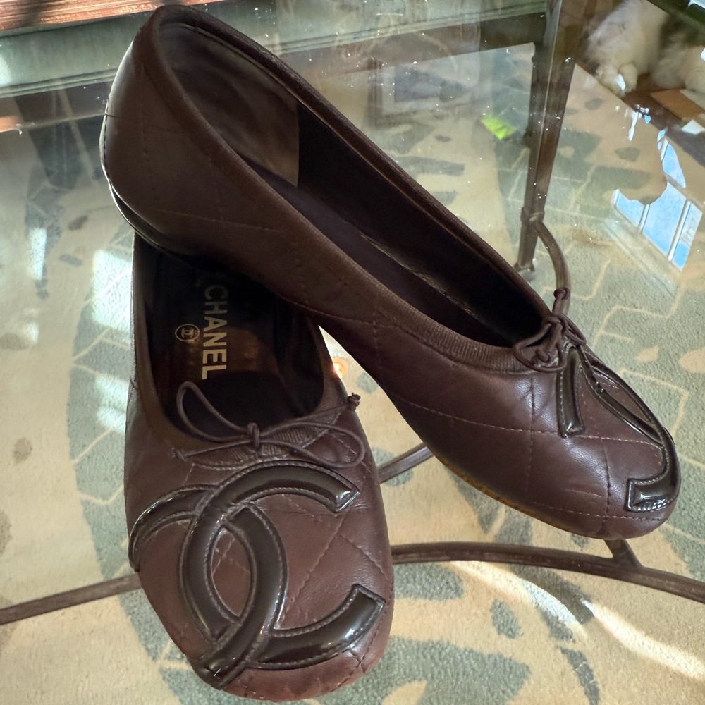 Vintage Chanel Cambon Quilted Lambskin Ballet Flats - Size 6